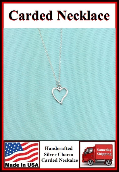 Lover's Gift: Gorgeous Silver Heart Charm Necklace.
