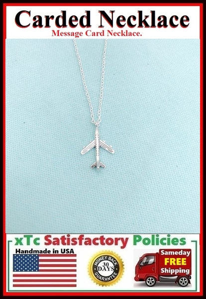 Travel Gift; Handcrafted Silver Airplane Charm Necklace.