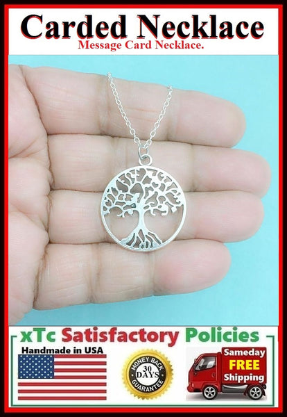 Friendship Gift; Handcrafted Silver TREE OF LIFE Charm Necklace.