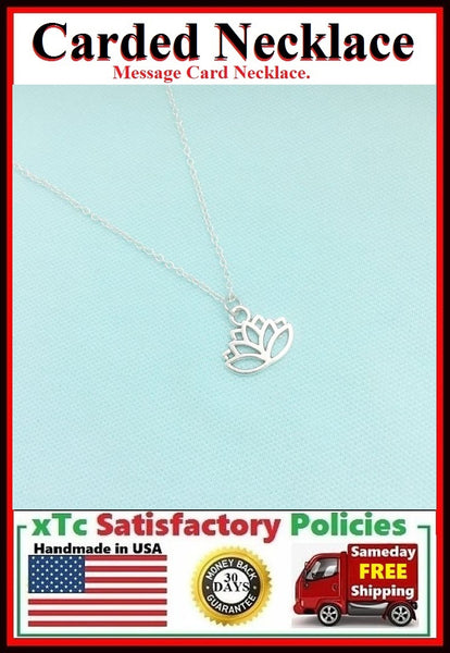 Motivational Flower:  Handcrafted Silver Lotus Flower Charm Necklace.