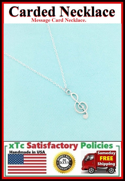 Music Lover Gift; Handcrafted Music Note Silver Charm Necklace.