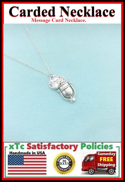 Singer Gift. Old Fashion Studio Mic with Sing Charms Necklace.
