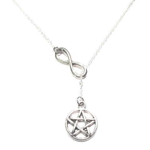 Pentagram & Infinity Handcrafted Necklace Lariat Style.