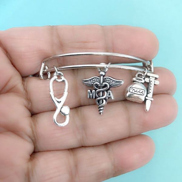 Medical Bracelet : MA Related Charms Expendable Bangle.