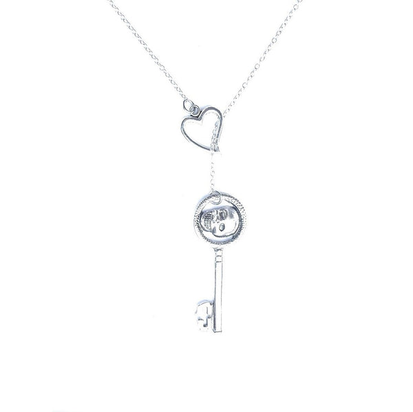 OUAT Skull Key Silver Lariat Style Y Necklace