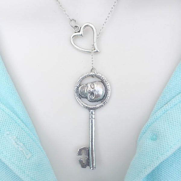 OUAT Skull Key Silver Lariat Style Y Necklace