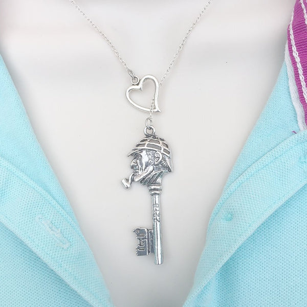 Sherlock Key Silver Lariat Style Y Necklace.