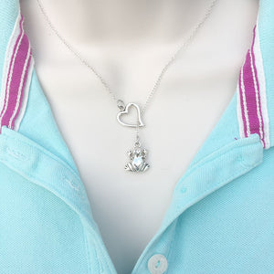 I Enjoy Frog Silver Lariat Style Y Necklace.