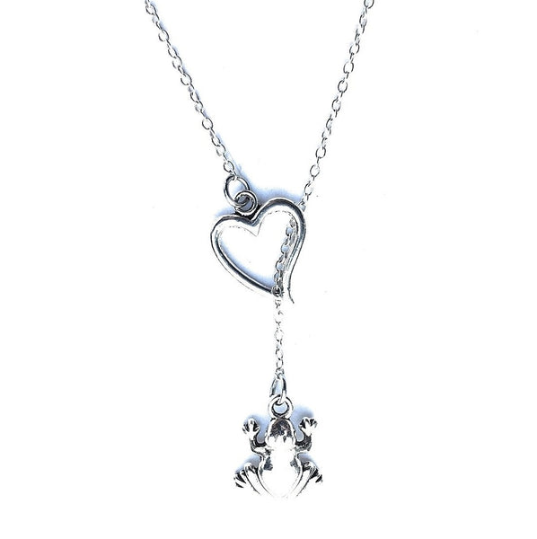 I Enjoy Frog Silver Lariat Style Y Necklace.