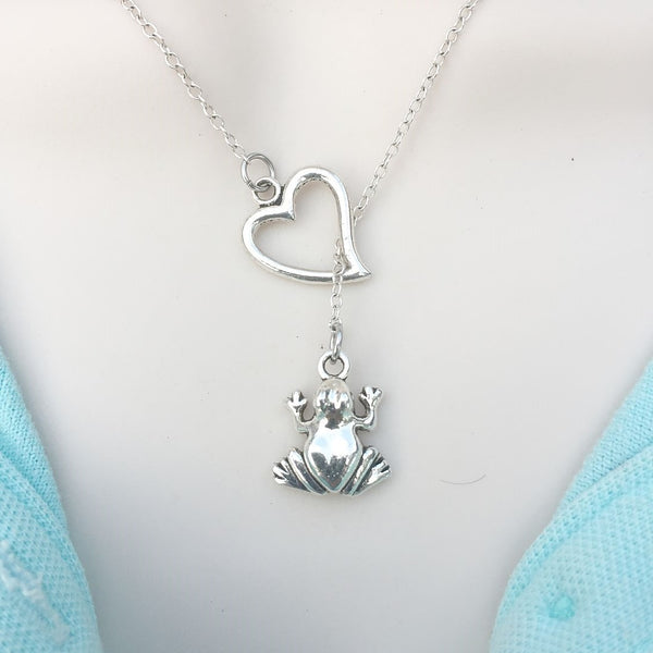 I Enjoy Frog Silver Lariat Style Y Necklace.