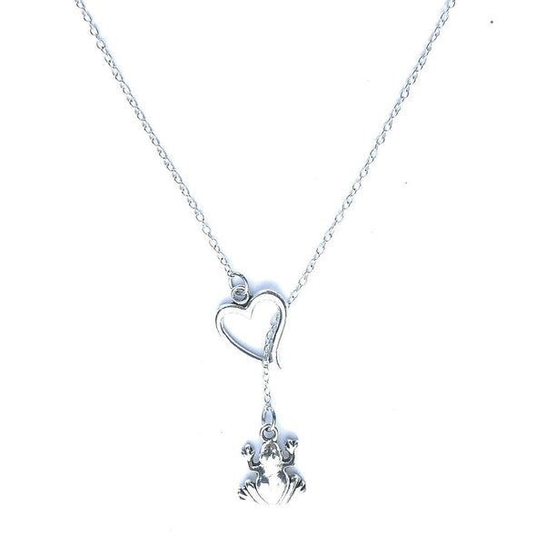 I Enjoy Frog Silver Lariat Style Y Necklace.