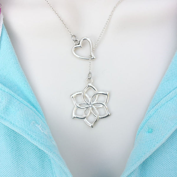 Hobbit Galadriel Flower Silver Lariat Y Necklace.