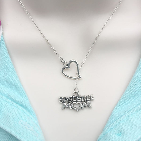 Love 2 B A Baseball MOM Handcrafted Silver Lariat Y Necklace.