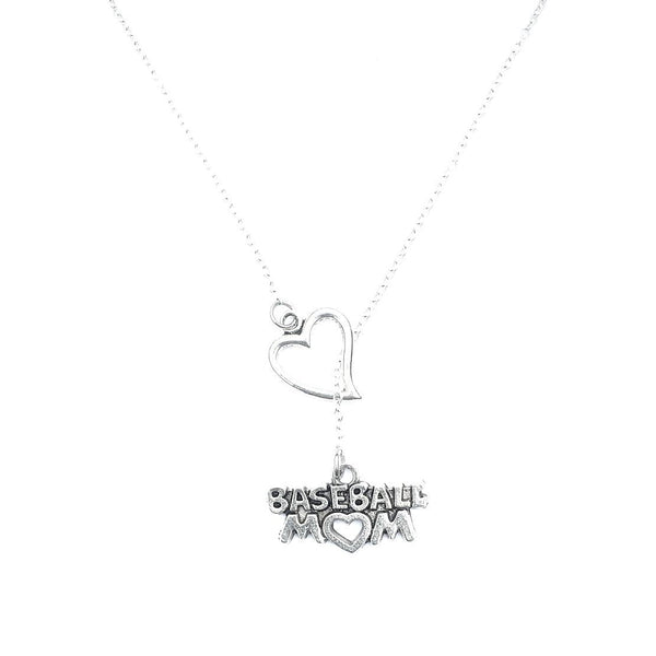 Love 2 B A Baseball MOM Handcrafted Silver Lariat Y Necklace.