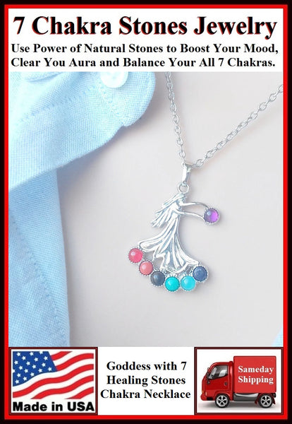 Chakra Stones on GODDESS CHARM with 18" & 24" Necklace.