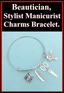 Beautician, Stylist and Manicurist expendable Charms Bangle.