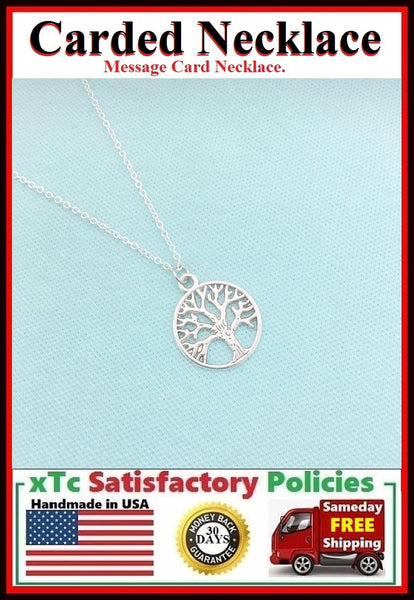 Divine Gift; Handcrafted Silver Tree of Life Charm Necklace.