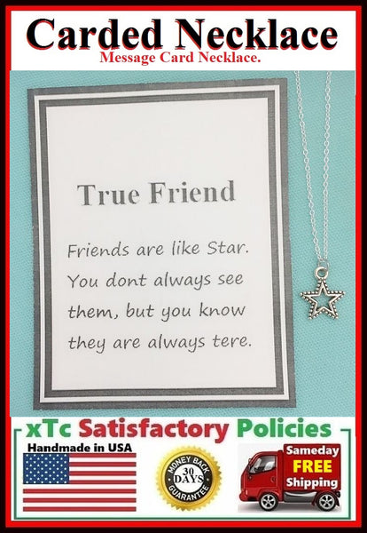 Handcrafted True Friend Silver STAR Charm Necklace.