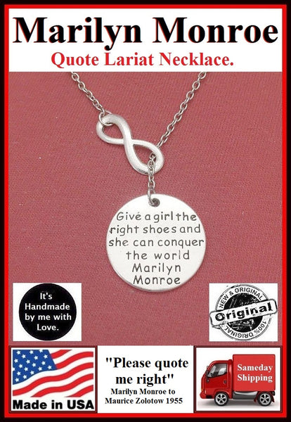 Marilyn Monroe Quote Handcrafted Necklace Lariat Style