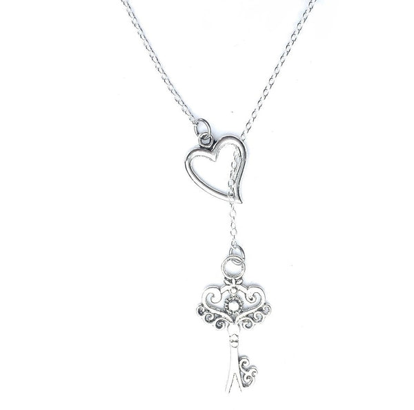 "Key to My Heart Keep it Near to Your Heart" Lariat Necklace.