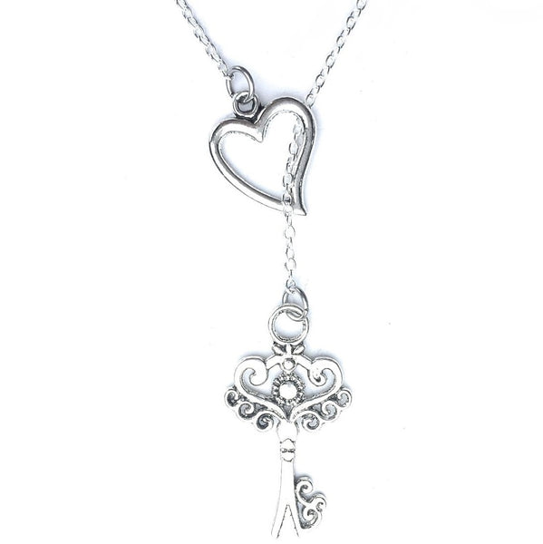 "Key to My Heart Keep it Near to Your Heart" Lariat Necklace.