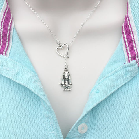 I Love My Basset Hound Silver Lariat Y Necklace.