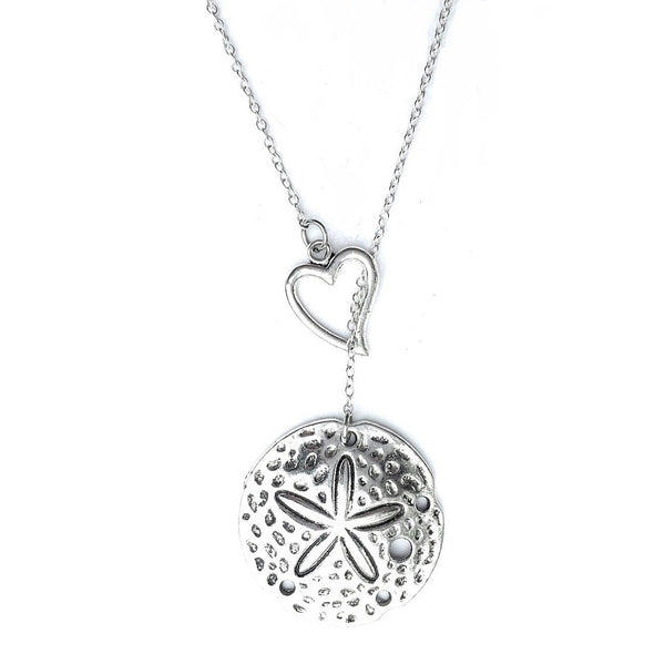 Sand Dollar Charm Silver Lariat Y Necklace.