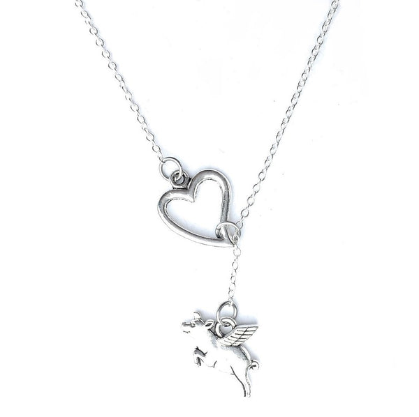 When Pigs Fly Charm Silver Lariat Y Necklace.