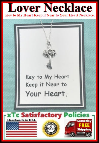 "Key to MY HEART keep it NEAR to YOUR HEART" Necklace.