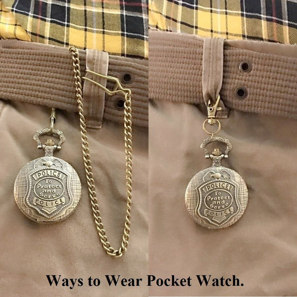 Firefighters Logo Bronze Locket Quartz Watch 30" Necklace.