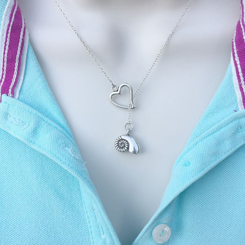 Ariel Voice Seashell Silver Lariat Y Necklace.