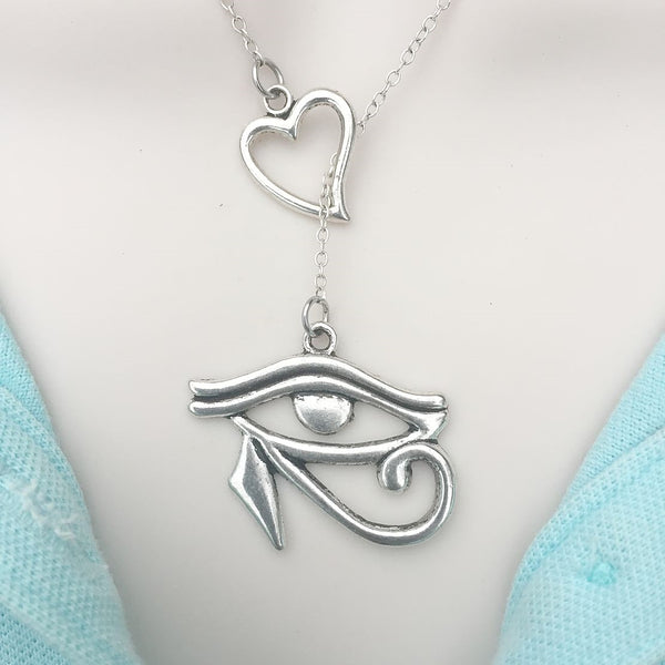 Eye Of Horus Silver Lariat Y Necklace.