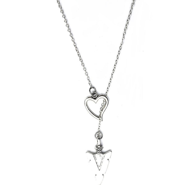 I Love Arrow Head Silver Lariat Y Necklace.