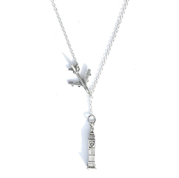 Going to UK, Big Ben Silver Lariat Y Necklace.