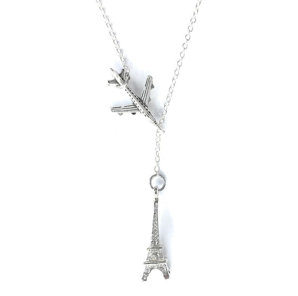 Going to PARIS, Eiffel Tower Silver Lariat Y Necklace.