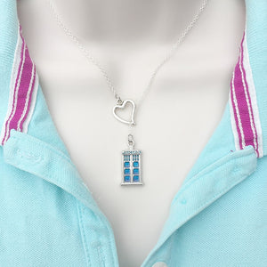 I Love Dr. Who TARDIS Silver Lariat Y Necklace.