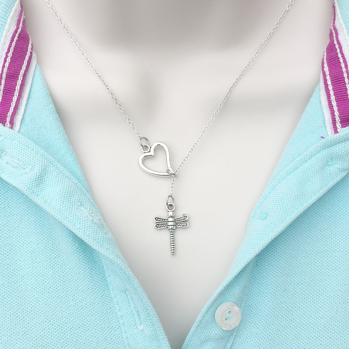 I Love Beautiful Dragonfly Lariat Y Necklace.
