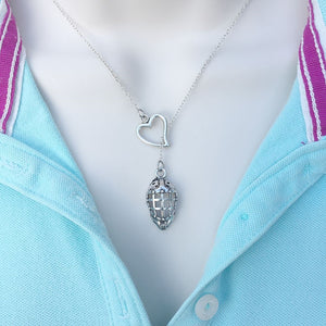 I Love Ice Hockey Silver Mask Lariat Y Necklace.