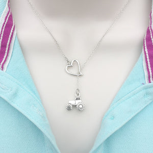I Love 2 B A Farm Girl, Tractor Lariat Style Y Necklace.