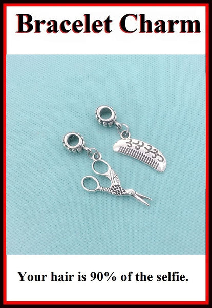 Hair Stylist Handcraft Scissors and Vintage Comb Charms Beads for Bracelets.