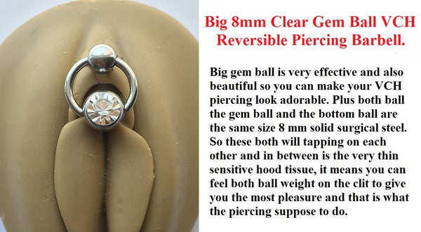 Big n Heavy 8 mm Clear Gem Captive Ball Reversible VCH Door Knocker.