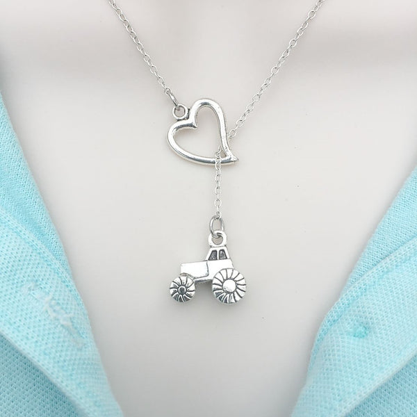 I Love 2 B A Farm Girl, Tractor Lariat Style Y Necklace.