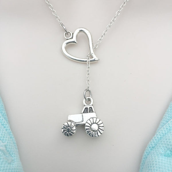 I Love 2 B A Farm Girl, Tractor Lariat Style Y Necklace.