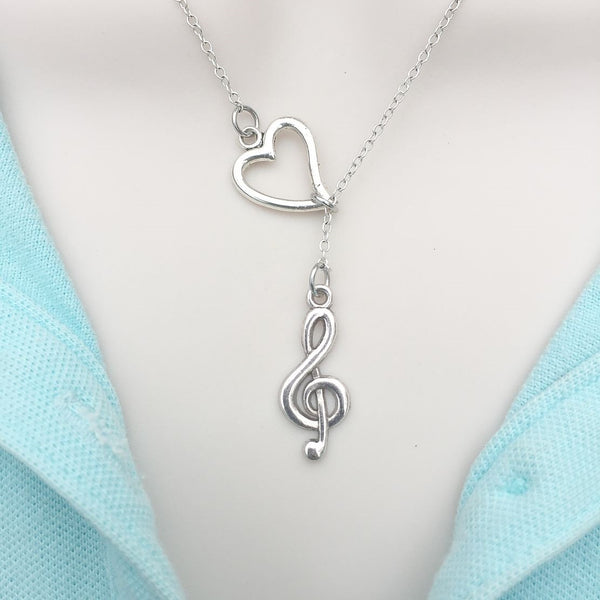 I Really Enjoy Music Silver Lariat Y Necklace.