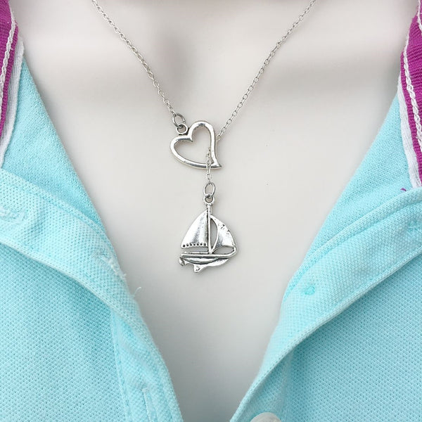 I Love Boating, Boat Silver Lariat Y Necklace.