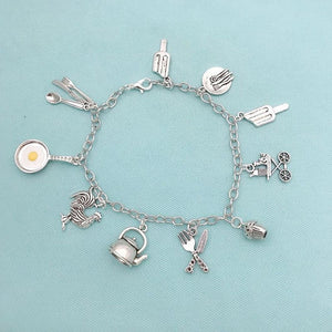 Stunning Cooking Charms Stainless Steel Bracelet.