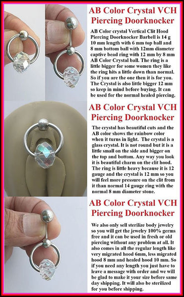 AB Glass Crystal Ball VCH Piercing Doorknocker Barbell.