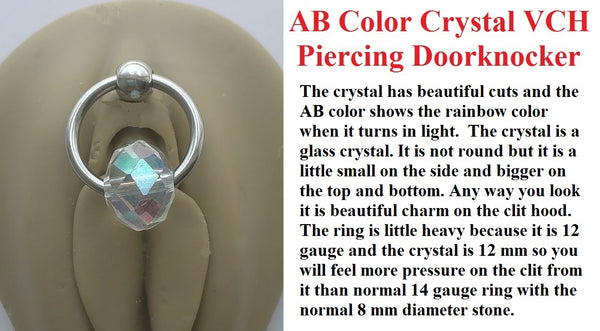 AB Glass Crystal Ball VCH Piercing Doorknocker Barbell.