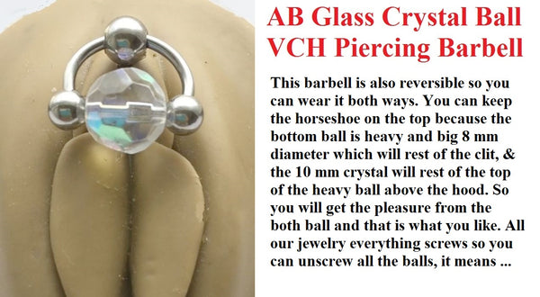 AB Faceted Glass Crystal Ball VCH Piercing Barbell.