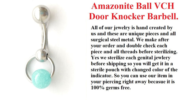 Amazonite Stone Door Knocker VCH Piercing Barbell.